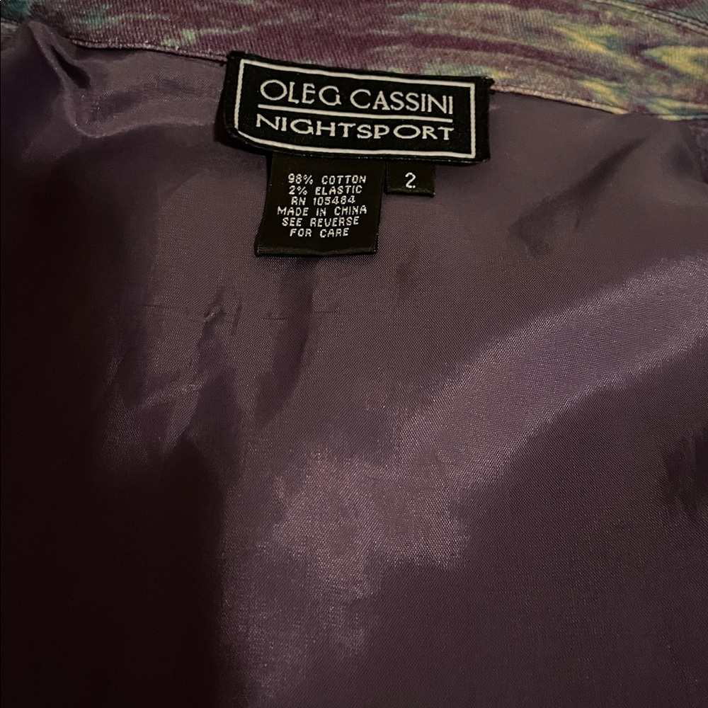 Oleg Cassini Sequin Purple and Green Jean Jacket - Picture 3 of 3